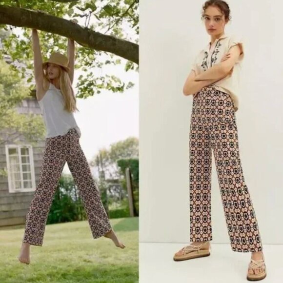 Anthroplogie MAEVE Colette Cropped Wide-Leg Pants size 34 - Picture 1 of 15